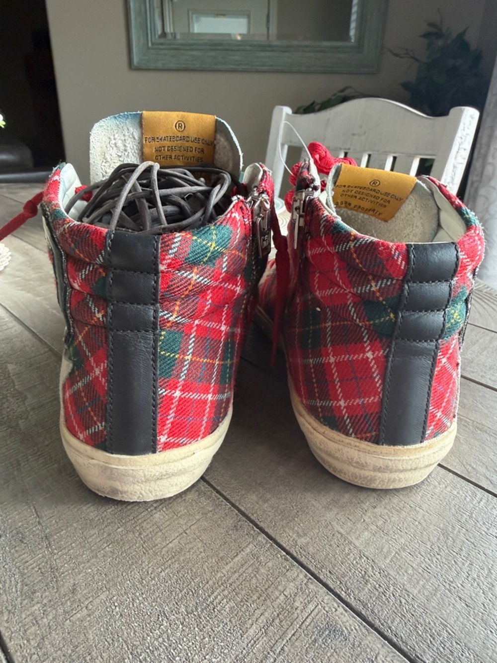 Golde Goose Tartan Red Plaid High-Top Sneakers - Picture 5 of 10
